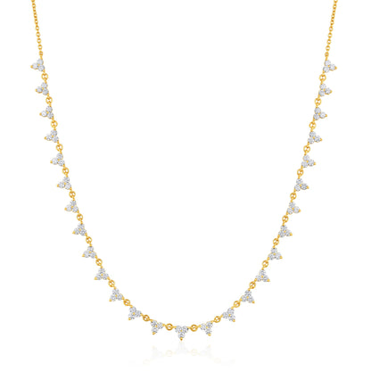 Solid Gold 2.4ct Natural Diamond Trio Trinity Link Necklace