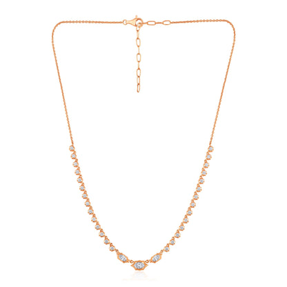 Solid Gold 1.44ct Natural Diamond Marquise Spike Bezel Bead Necklace