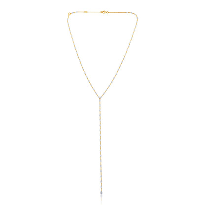 Solid Gold 3.4ct Natural Diamond Rose Cut Lariat Y Drop Necklace