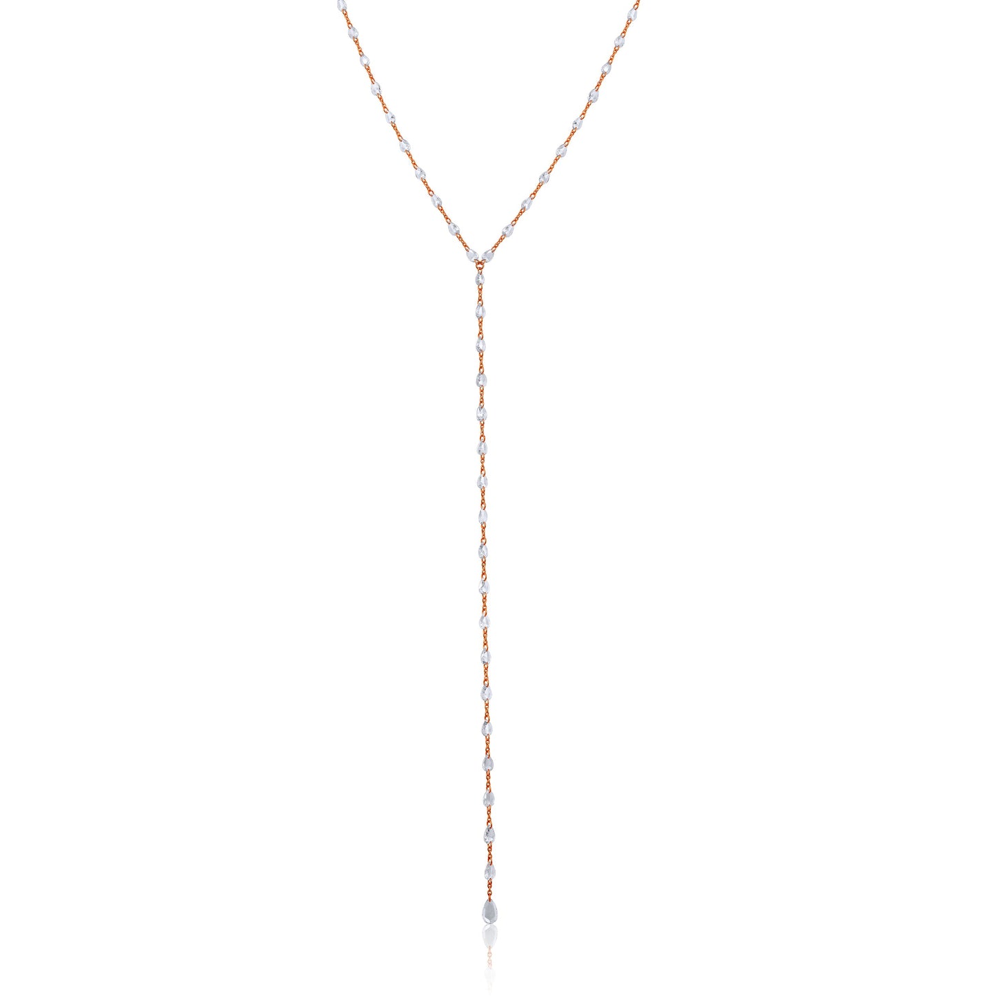 Solid Gold 3.4ct Natural Diamond Rose Cut Lariat Y Drop Necklace