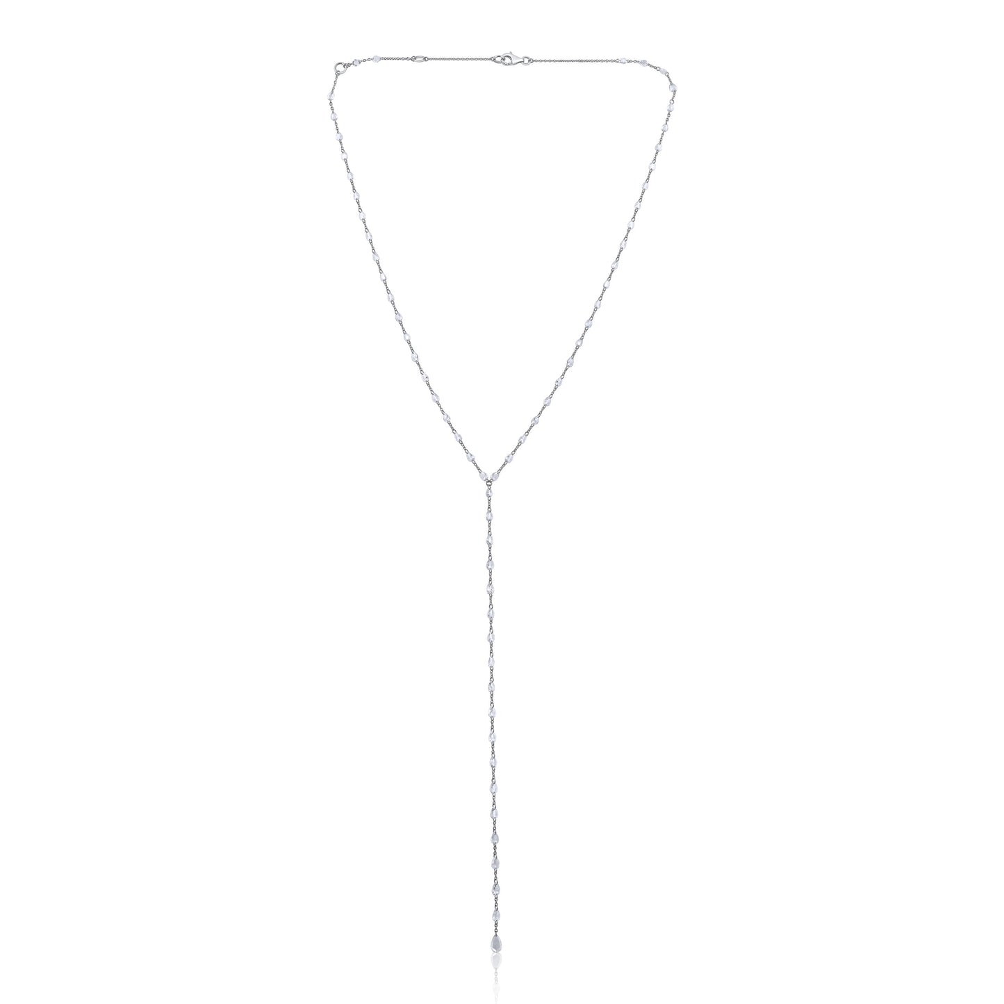 Solid Gold 3.4ct Natural Diamond Rose Cut Lariat Y Drop Necklace