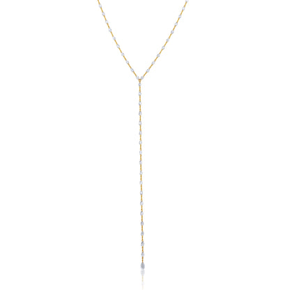 Solid Gold 3.4ct Natural Diamond Rose Cut Lariat Y Drop Necklace