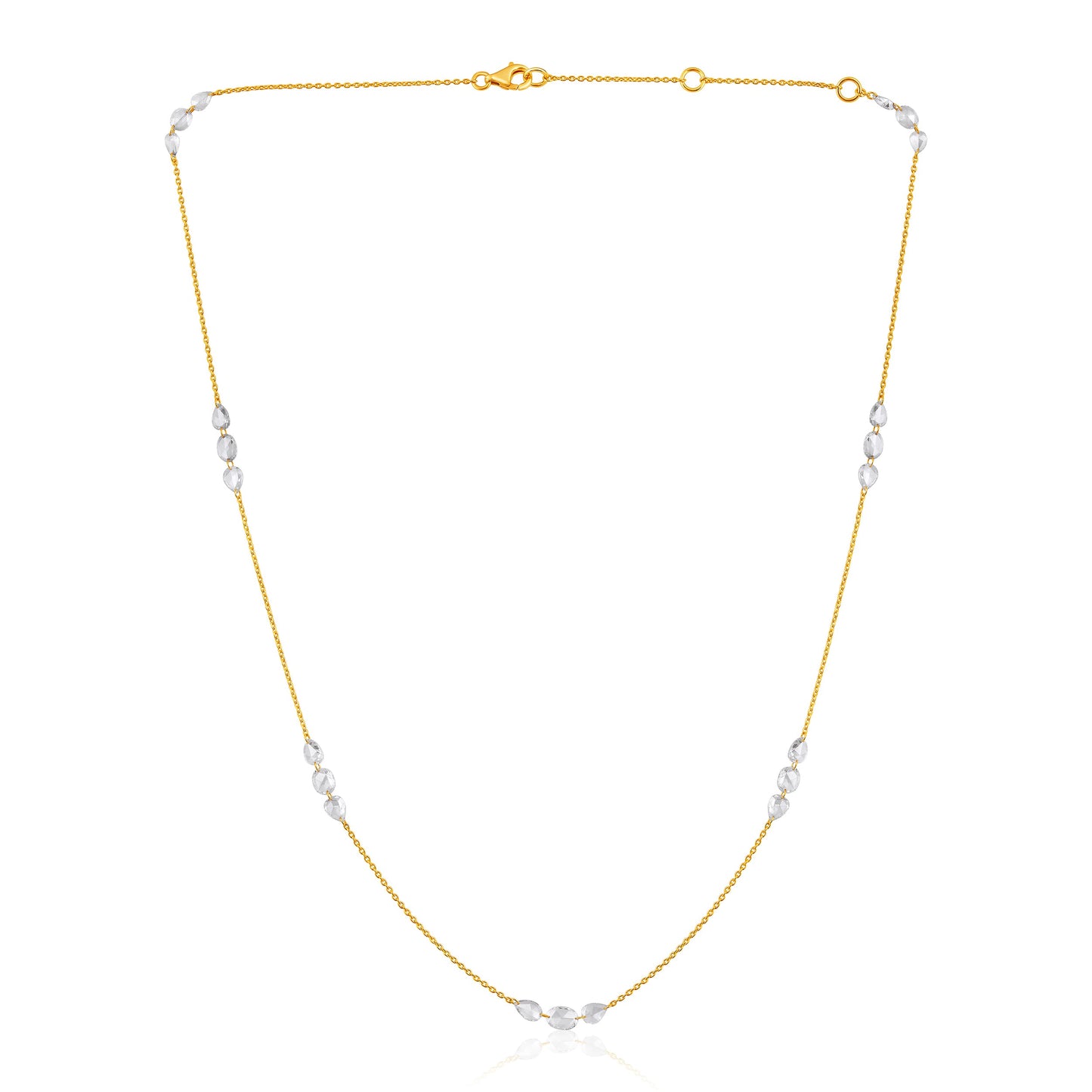 Solid Gold 2.8ct Natural Diamond Rose Cut By Yard Multi Shape Necklace