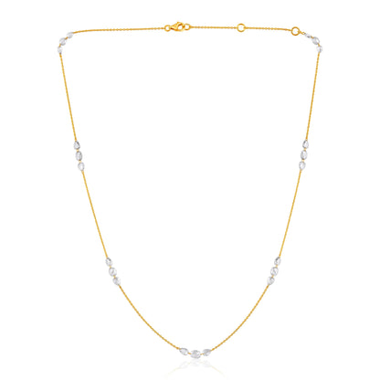Solid Gold 2.8ct Natural Diamond Rose Cut By Yard Multi Shape Necklace