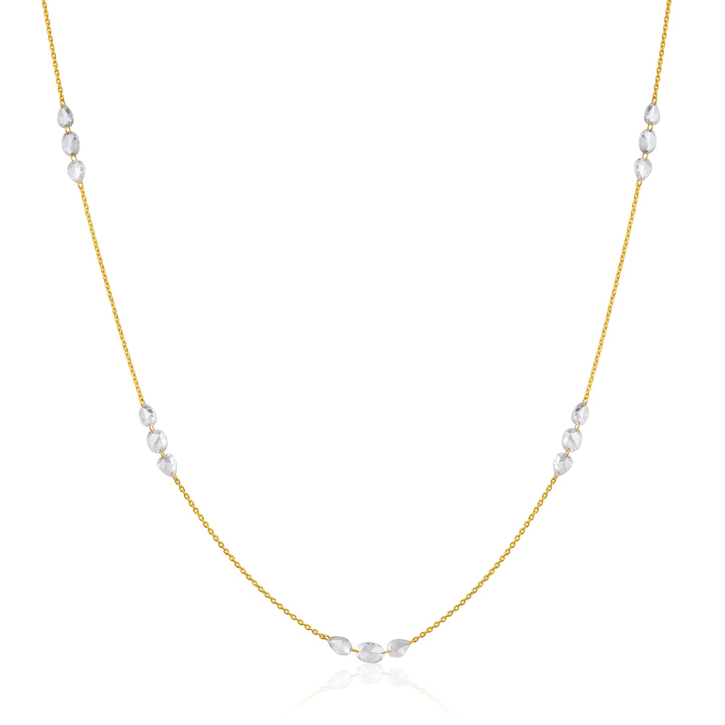 Solid Gold 2.8ct Natural Diamond Rose Cut By Yard Multi Shape Necklace