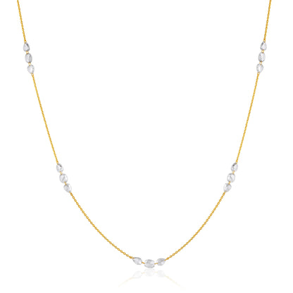 Solid Gold 2.8ct Natural Diamond Rose Cut By Yard Multi Shape Necklace