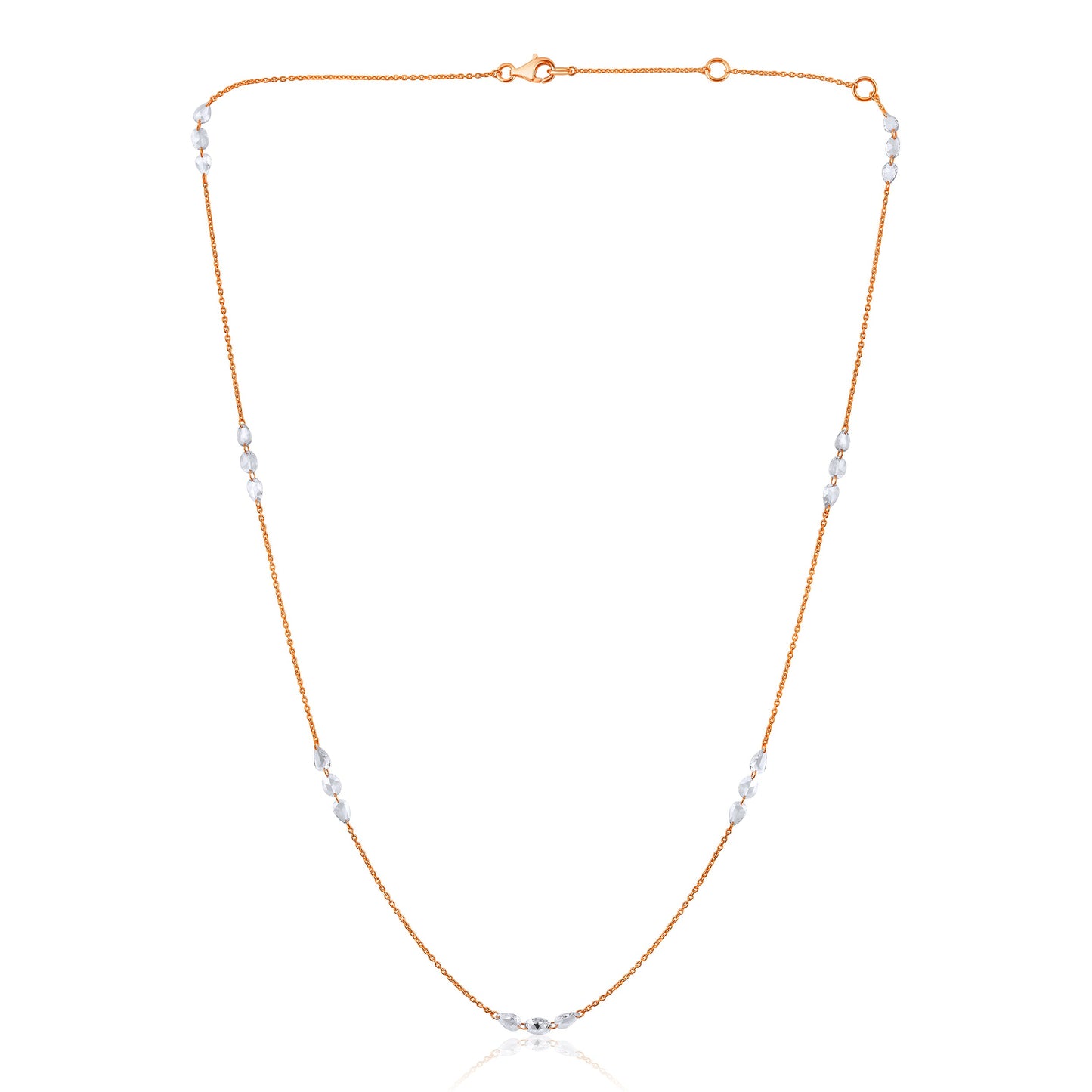 Solid Gold 1.8ct Natural Diamond Rose Cut By Yard Multi Shape Necklace