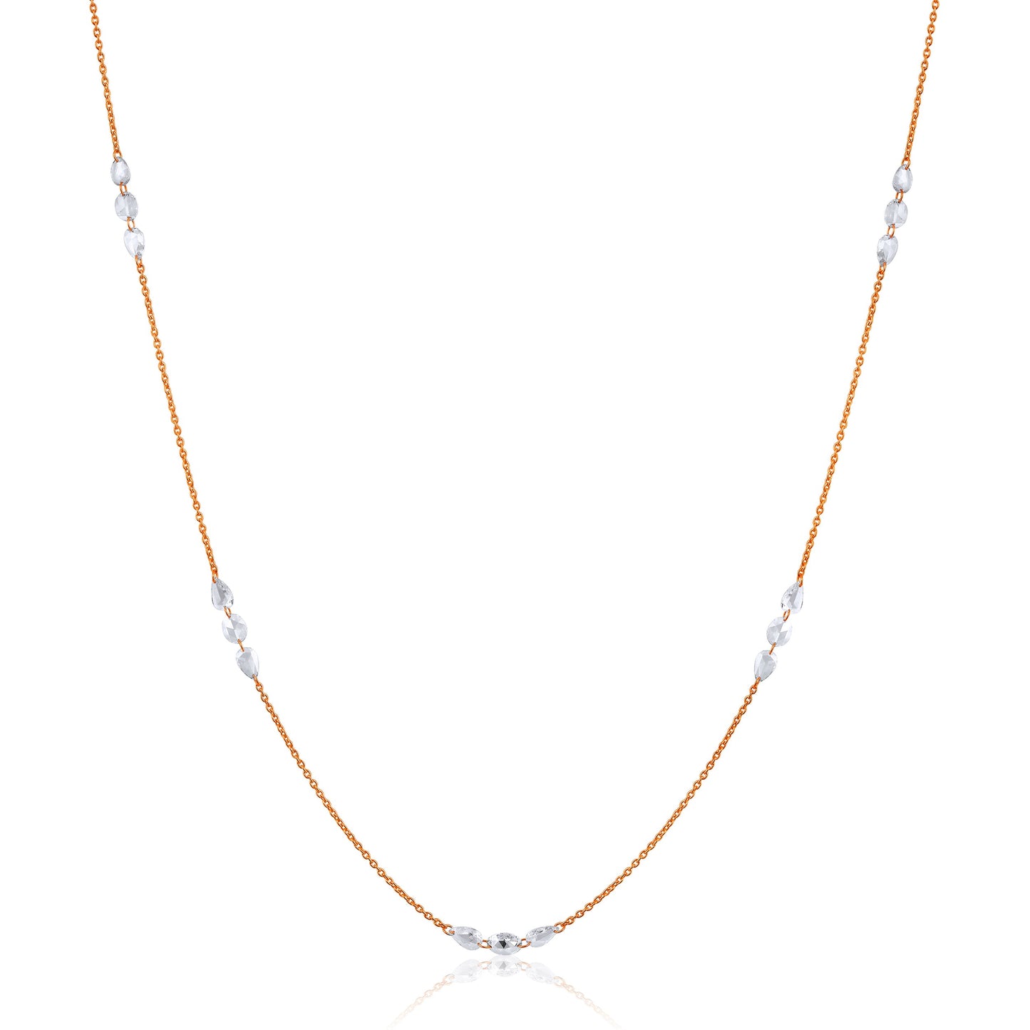 Solid Gold 1.8ct Natural Diamond Rose Cut By Yard Multi Shape Necklace