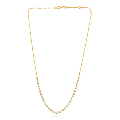Solid Gold 2ct Natural Diamond Heart Spike Bezel Tennis Necklace
