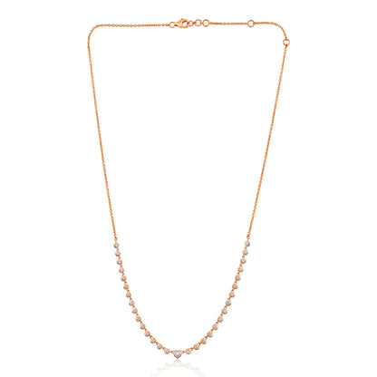 Solid Gold 2ct Natural Diamond Heart Spike Bezel Tennis Necklace