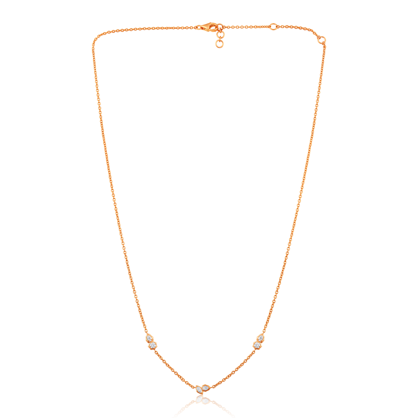 Solid Gold 0.4ct Natural Diamond Pear Marquise Spike By Yard Necklace
