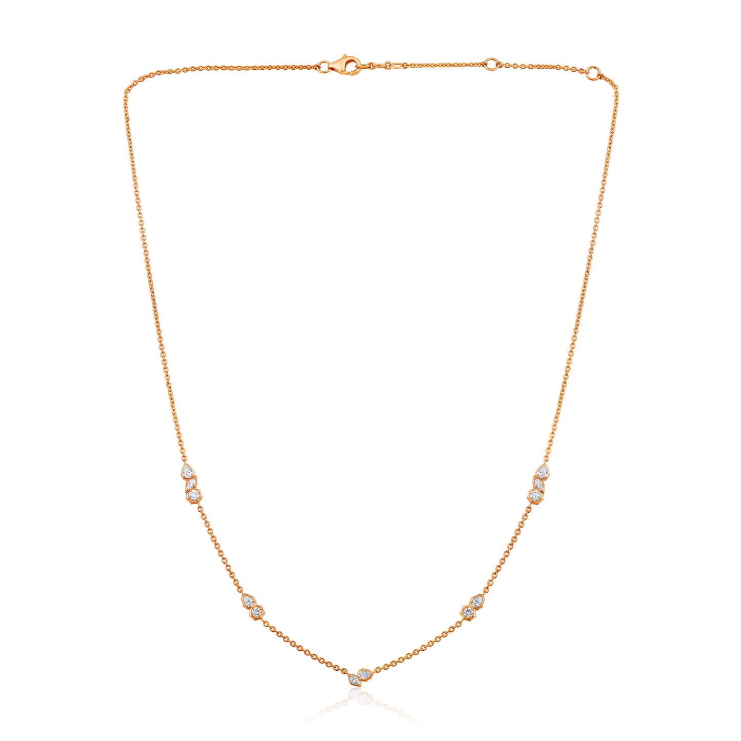 Solid Gold 0.7ct Natural Diamond Pear Marquise Spike By Yard Necklace
