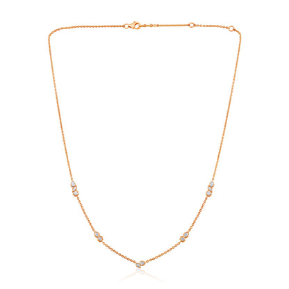 Solid Gold 0.7ct Natural Diamond Pear Marquise Spike By Yard Necklace