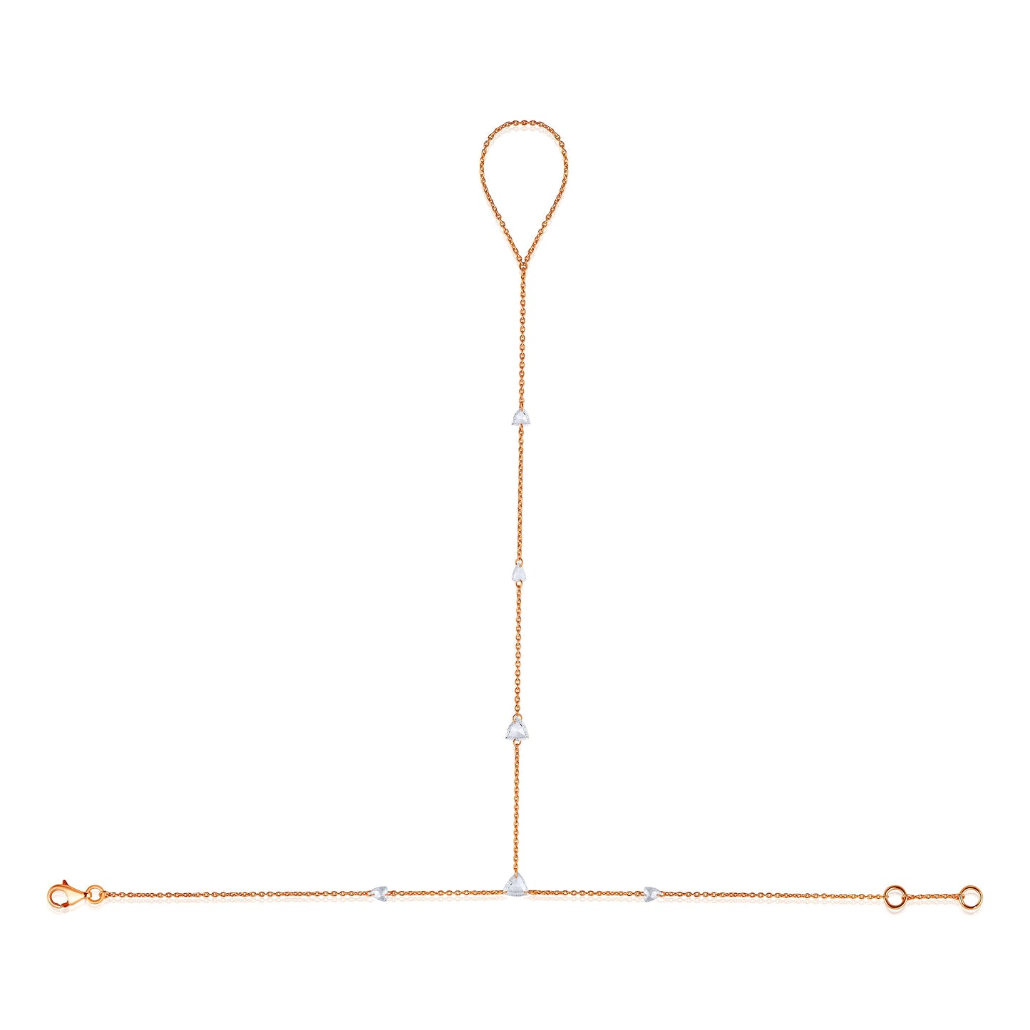 Solid Gold 0.7ct Natural Diamond Rose Cut Multi By Yard Ring Bracelet Hand Chain