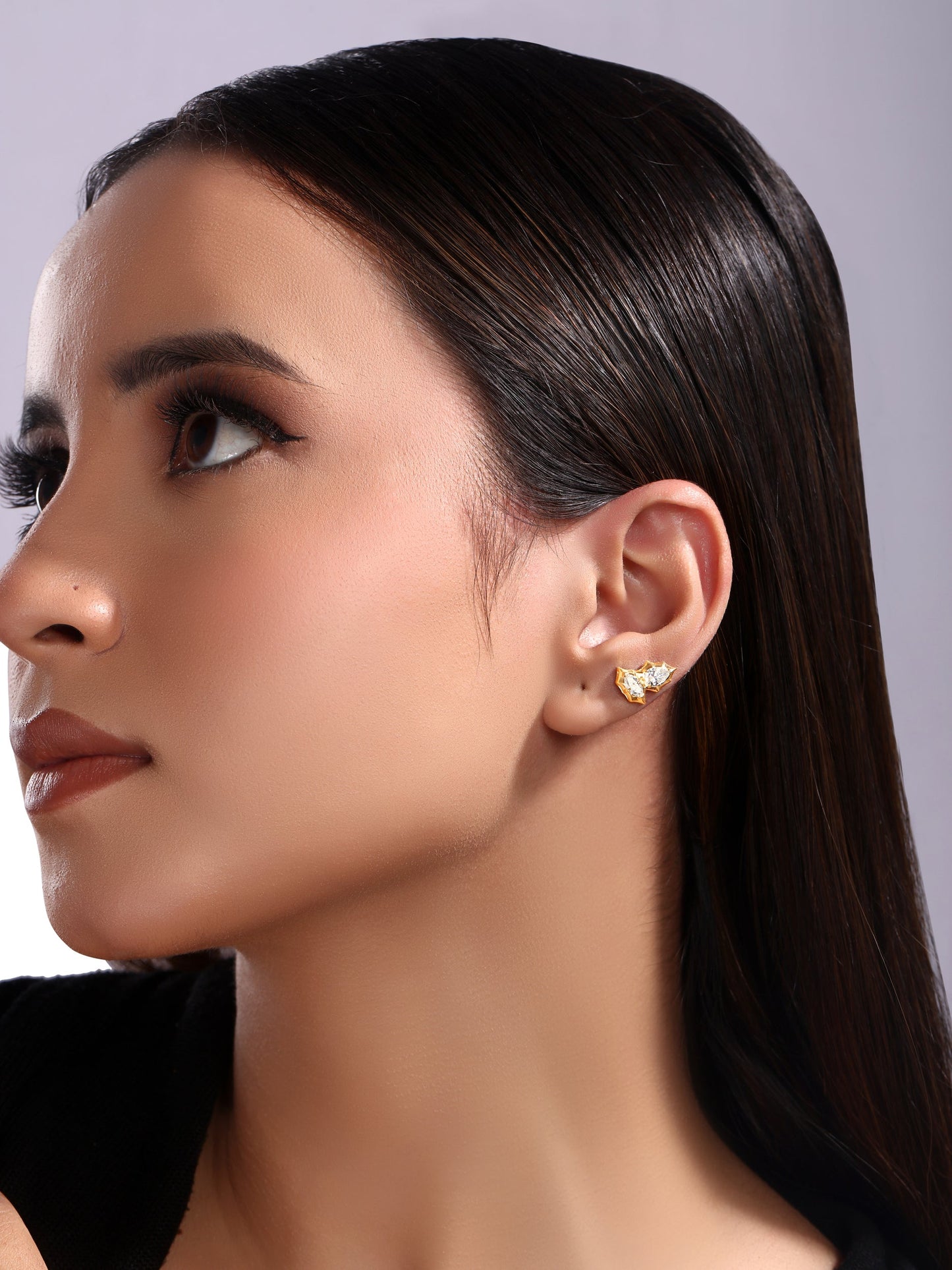 Solid Gold 0.5ct Natural Diamond Pear Marquise Spike Bezel Stud Earrings