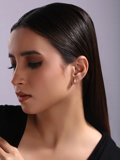 Solid Gold 0.6ct Natural Diamond Pear Tear Drop Stud Earrings