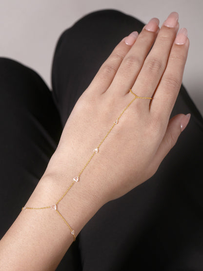 Solid Gold 0.7ct Natural Diamond Rose Cut Multi By Yard Ring Bracelet Hand Chain