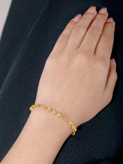 Solid Gold 1.3ct Natural Diamond Spike Bezel Paper Clip Link Bracelet