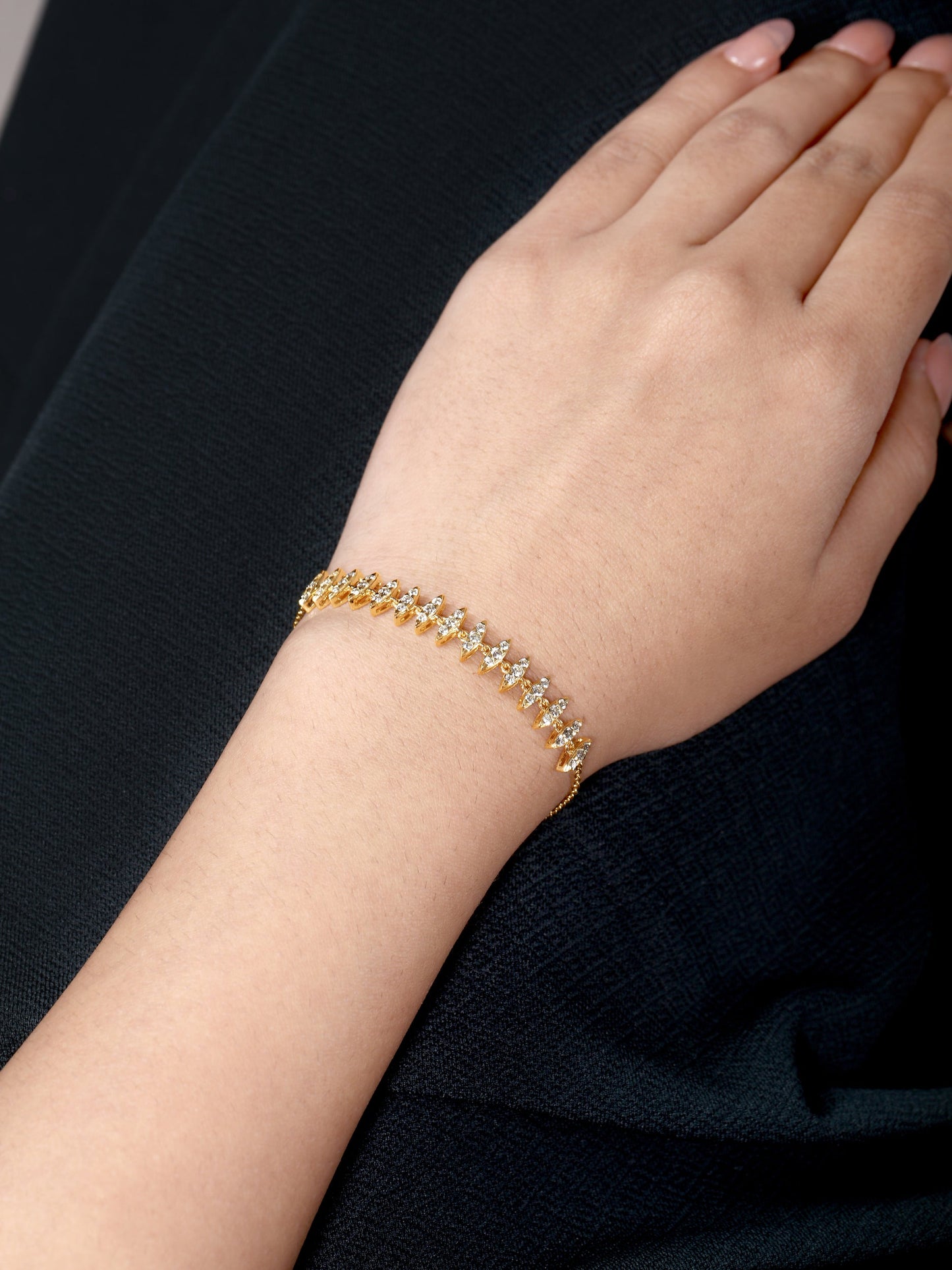 Solid Gold 1ct Natural Diamond Fringe Spike Link Chain Bracelet