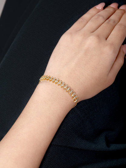 Solid Gold 1ct Natural Diamond Fringe Spike Link Chain Bracelet