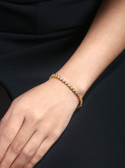 Solid Gold 2ct Natural Diamond Heart Illusion Tennis Link Bracelet