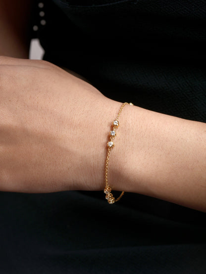 Solid Gold 0.5ct Natural Diamond Spike Bezel By Yard Chain Link Bracelet