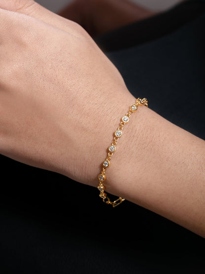 Solid Gold 0.7ct Natural Diamond Paper Clip Link Chain Bracelet