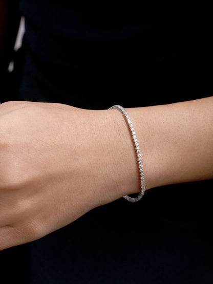 Solid Gold 2.1ct Natural Diamond Straight 4 Prong Tennis Bracelet