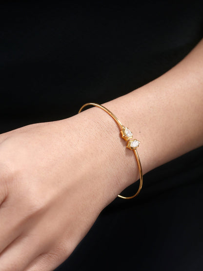 Solid Gold 0.5ct Natural Diamond Pear Marquise Spike Bangle Bracelet