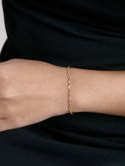 Solid Gold 0.6ct Natural Diamond Rose Cut Multi Tennis Chain Bracelet