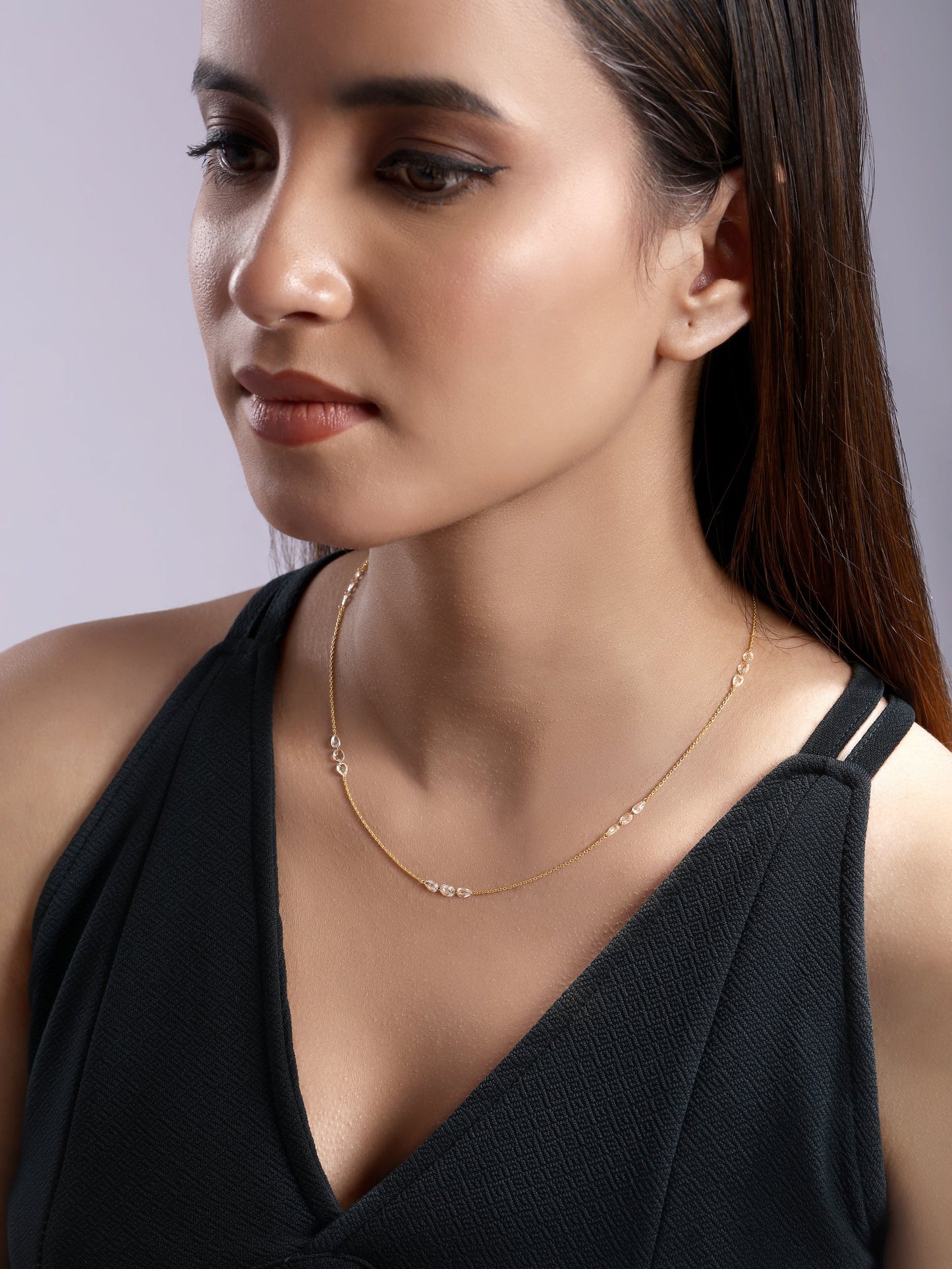 Solid Gold 2.8ct Natural Diamond Rose Cut By Yard Multi Shape Necklace