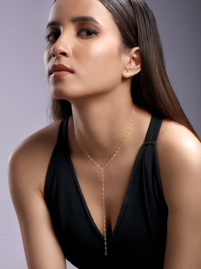 Solid Gold 3.4ct Natural Diamond Rose Cut Lariat Y Drop Necklace