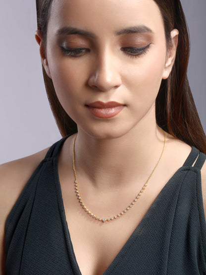 Solid Gold 2ct Natural Diamond Heart Spike Bezel Tennis Necklace
