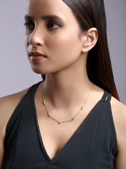 Solid Gold 0.7ct Natural Diamond Pear Marquise Spike By Yard Necklace