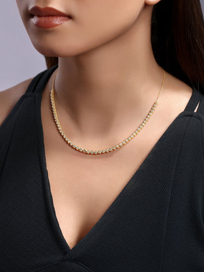 Solid Gold 1.7ct Natural Diamond Bezel Graduate Tennis Necklace