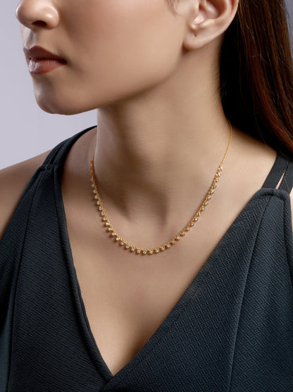 Solid Gold 0.83ct Natural Diamond Bead Bezel Link Chain Necklace