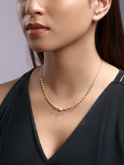 Solid Gold 1.44ct Natural Diamond Marquise Spike Bezel Bead Necklace