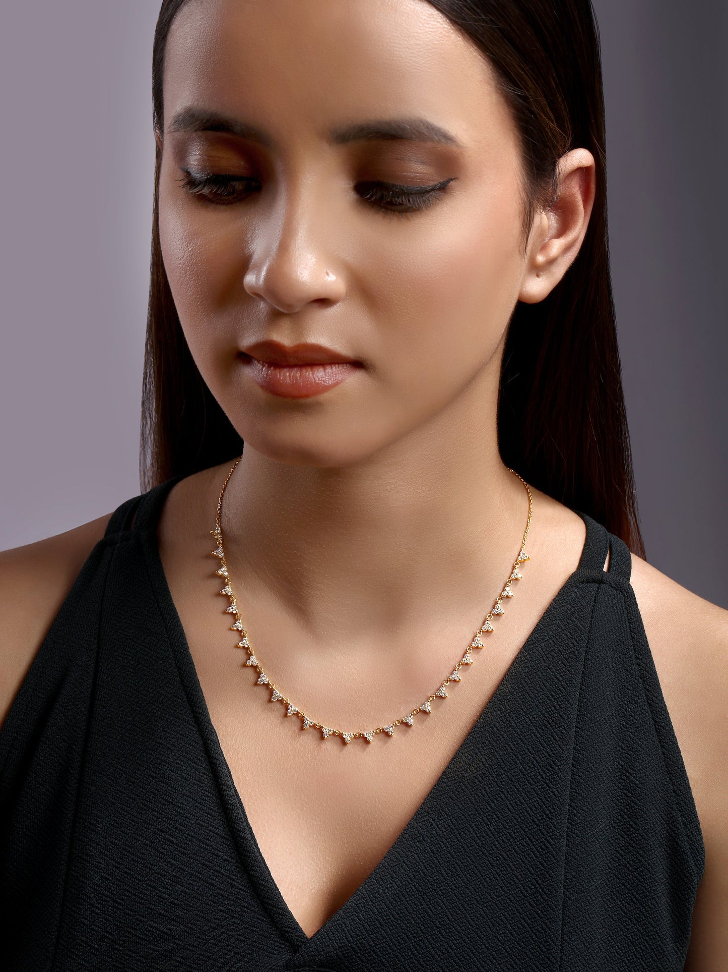 Solid Gold 2.4ct Natural Diamond Trio Trinity Link Necklace