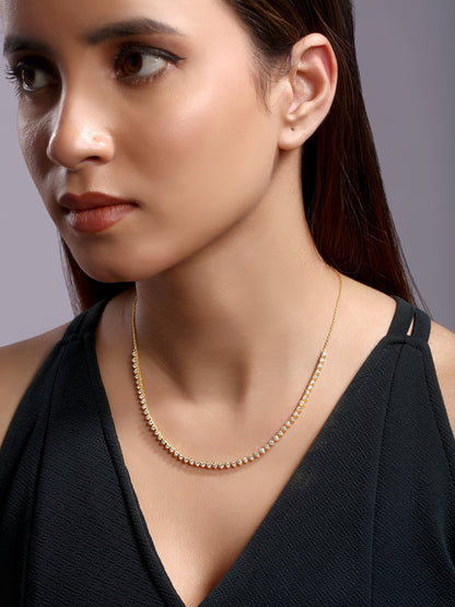 Solid Gold 2.5ct Natural Diamond 3 Prong Tennis Necklace
