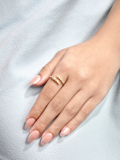 Solid Gold 0.6ct Natural Diamond Pear Marquise Wrap Ring