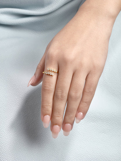 Solid Gold 0.6ct Natural Diamond Pear Marquise Wrap Ring