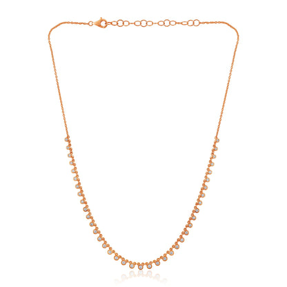 Solid Gold 0.83ct Natural Diamond Bead Bezel Link Chain Necklace