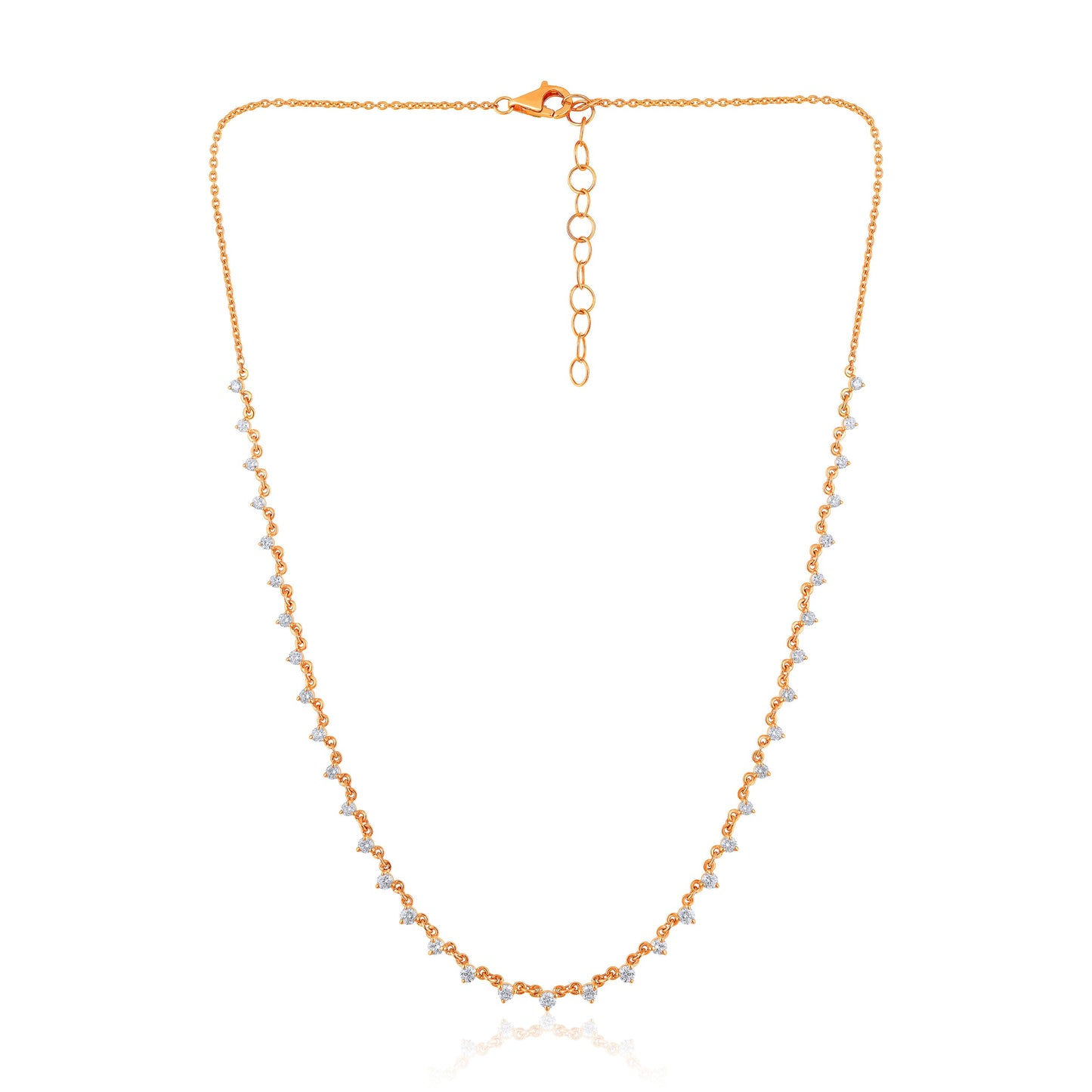 Solid Gold 1.34ct Natural Diamond Bead Link Chain Necklace