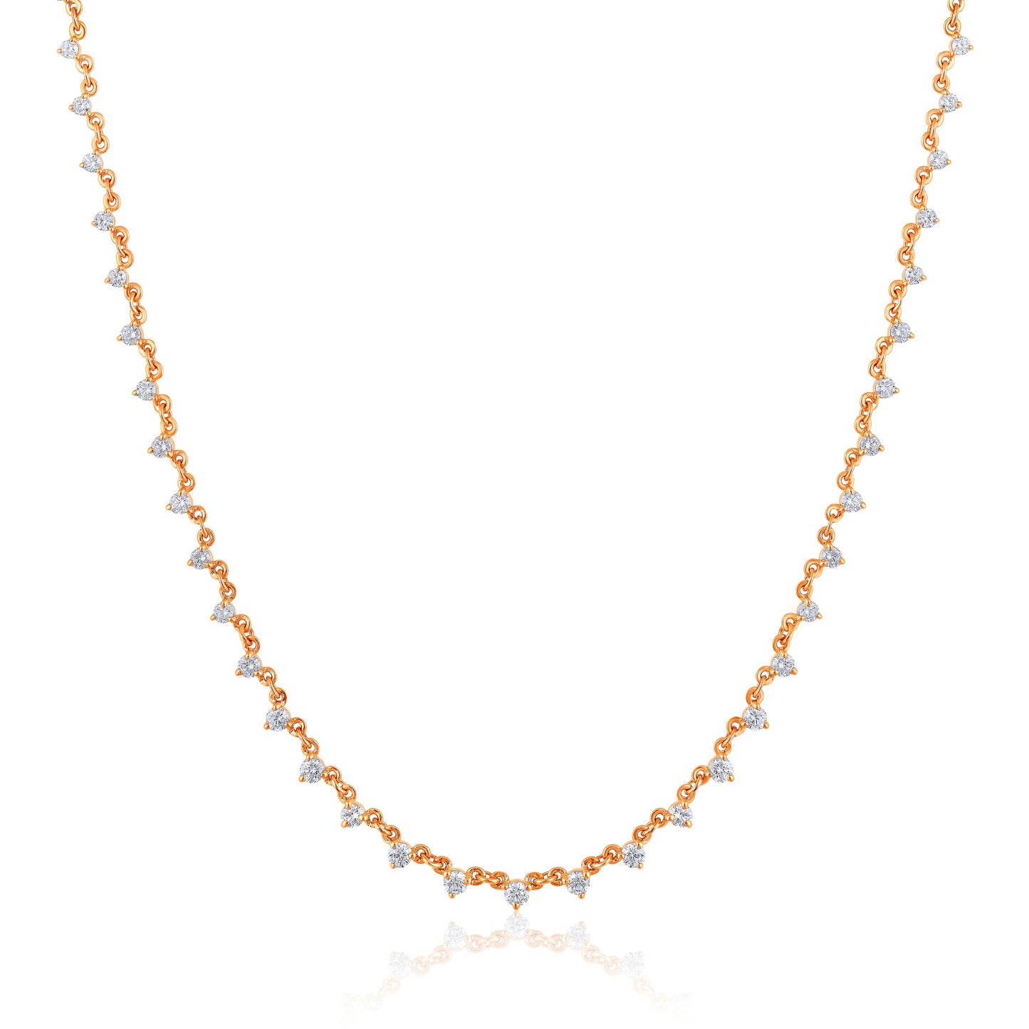 Solid Gold 1.34ct Natural Diamond Bead Link Chain Necklace