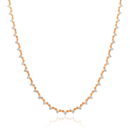 Solid Gold 1.34ct Natural Diamond Bead Link Chain Necklace