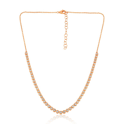 Solid Gold 1.7ct Natural Diamond Bezel Graduate Tennis Necklace