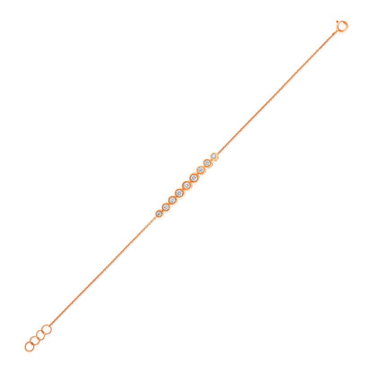 Solid Gold 0.5ct Natural Diamond Bead Bezel Graduate Chain Bracelet