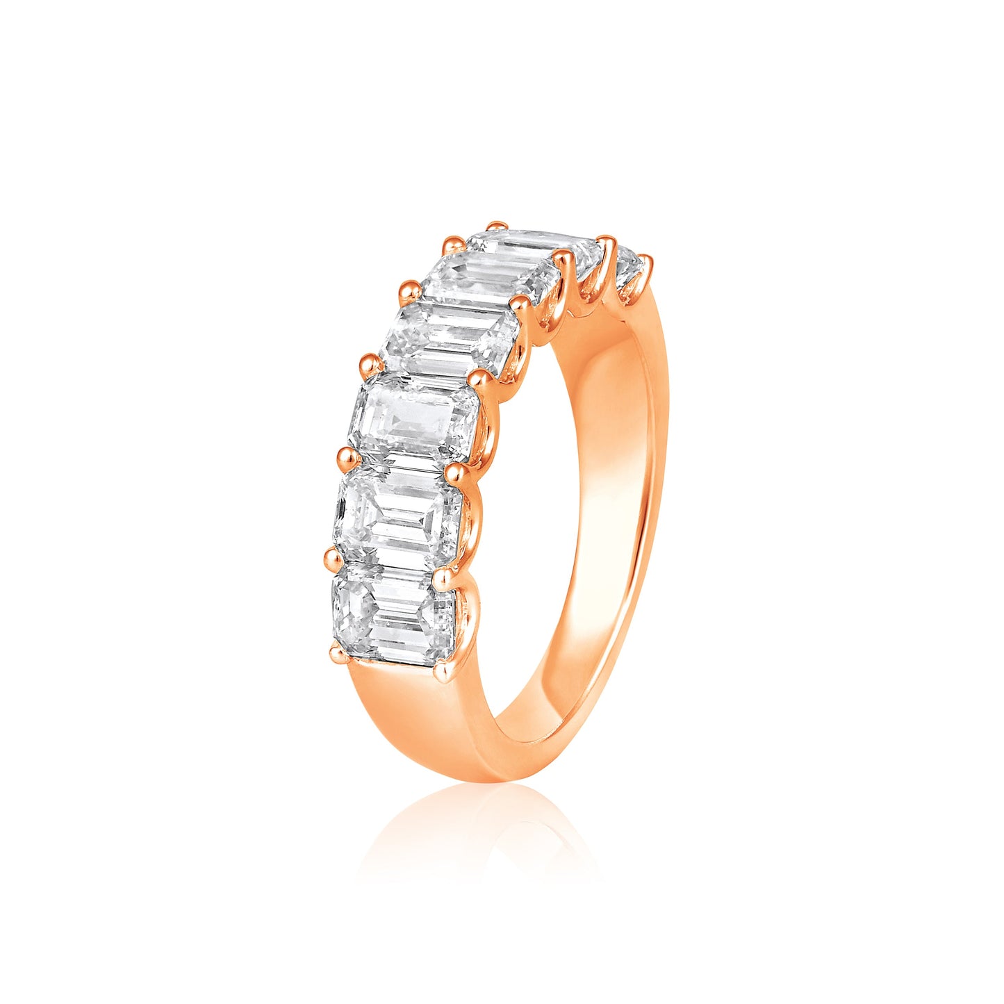 Solid Gold 3ct Natural Diamond Emerald Half Eternity Band Ring