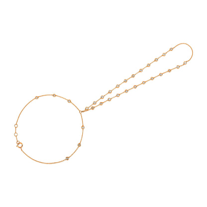 Solid Gold 0.64ct Natural Diamond By Yard Ring Bracelet Hand Chain
