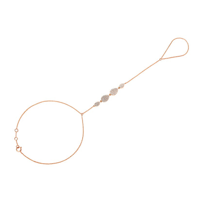 Solid Gold 0.4ct Natural Diamond Pear Tear Drop Ring Bracelet Hand Chain